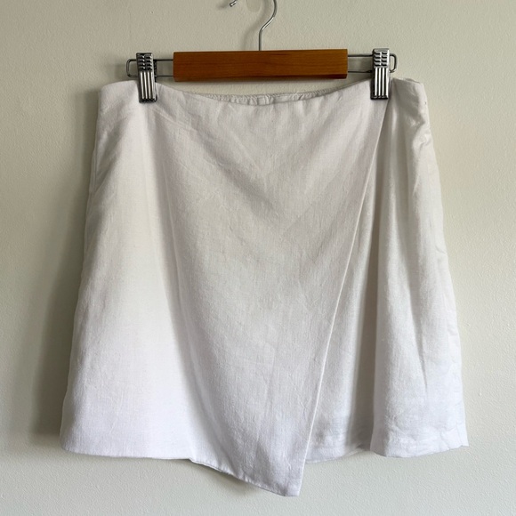 Abercrombie & Fitch Linen Blend Wrap Skort White NEW - Picture 2 of 5